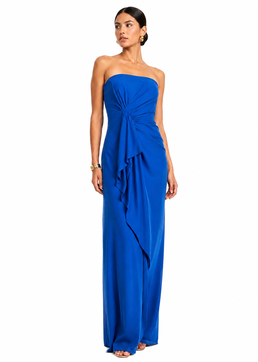Nicole Miller Cobalt Blue Draped Strapless Gown Size 0