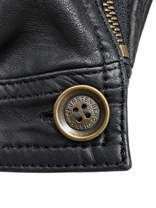 Diane von Furstenberg Black Leather Cropped Moto Jacket — Size Small