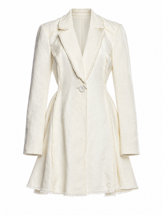 Aje Martino Cutout Linen-Blend Blazer Dress, SIZE 6 / Ivory