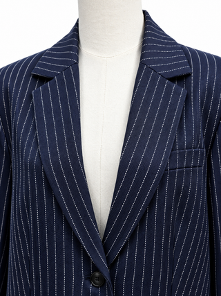 Navy Pinstripe Longline Blazer - size Large