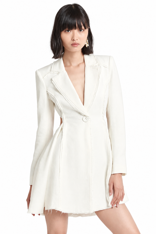 Aje Martino Cutout Linen-Blend Blazer Dress, SIZE 6 / Ivory