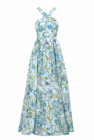 Floral patterned dress on a white background