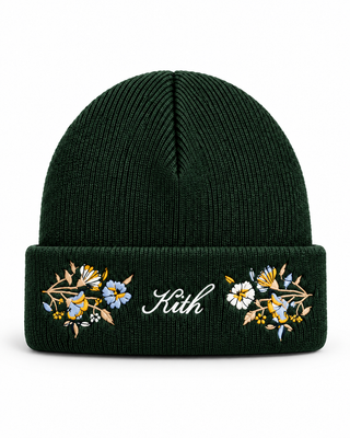 Kith Floral Script Beanie – Forest Green