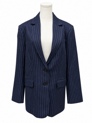Navy Pinstripe Longline Blazer - size Large