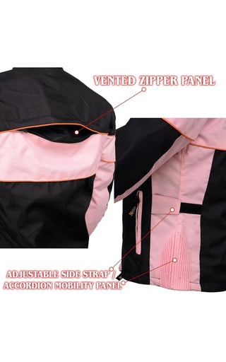 Xelement Black & Pink Women's Textile Motorcycle Jacket – Size Small