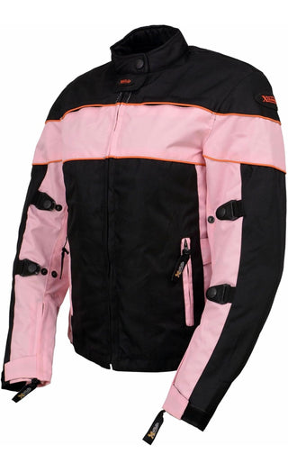 Xelement Black & Pink Women's Textile Motorcycle Jacket – Size Small
