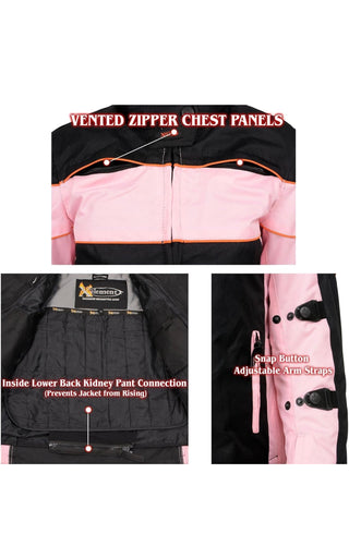 Xelement Black & Pink Women's Textile Motorcycle Jacket – Size Small