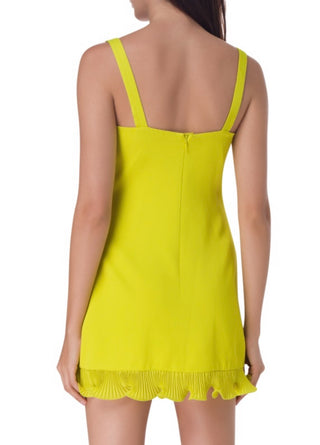 Yellow dress with thin straps on a white background