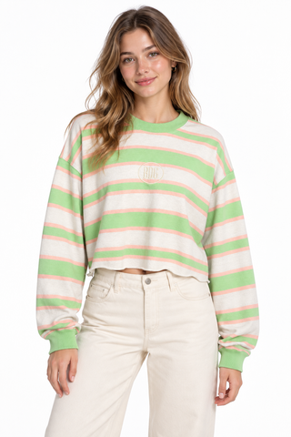 BDG Urban Outfitters Green & White Stripe Cropped Sweatshirt