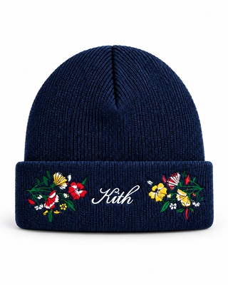 Kith Floral Script Beanie – Navy Blue