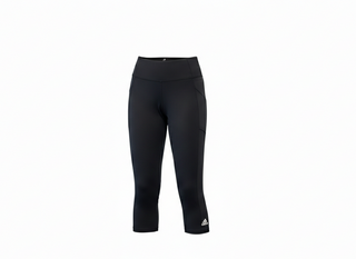 Black athletic pants with a brand logo on a white background