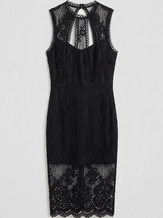open back lace bodycon dress Long Sleeve Open Back Detail Mini Bodycon Dress In Black Lace | EGO US