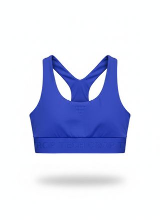 Blue sports bra on a white background