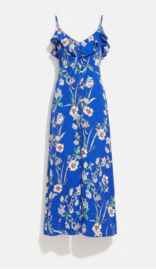 Blue floral dress on a white background