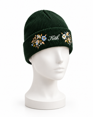Kith Floral Script Beanie – Forest Green
