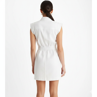 Express White Denim Dress with Silver Buttons - Small