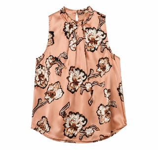Floral patterned sleeveless top on a white background