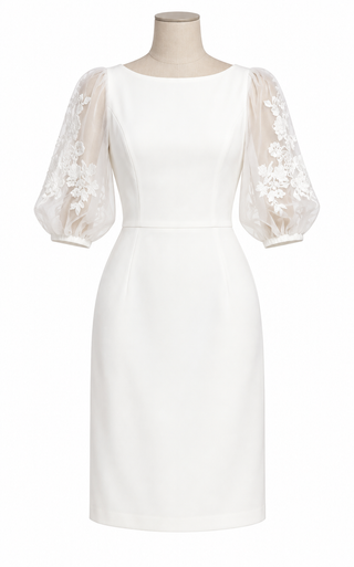 BCBGMAXAZRIA Embroidered Puff-Sleeve Dress — Size 2 - NEW