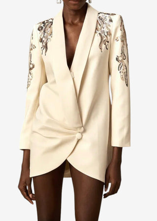Embellished Blazer Mini Dress — Small