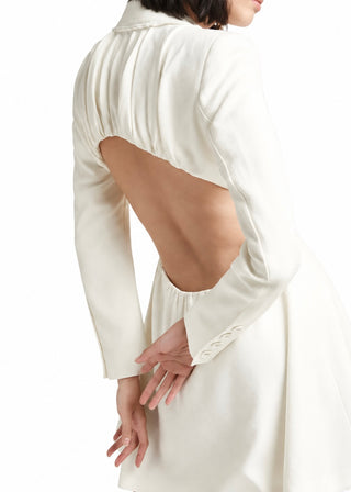 Aje Martino Cutout Linen-Blend Blazer Dress, SIZE 6 / Ivory
