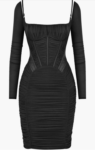 Black dress with long sleeves on a white background