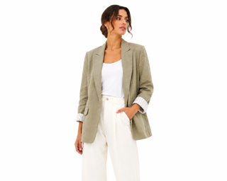 Black Double-Breasted Gold Button Oversized Blazer – Size Large