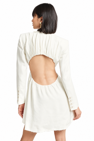 Aje Martino Cutout Linen-Blend Blazer Dress, SIZE 6 / Ivory