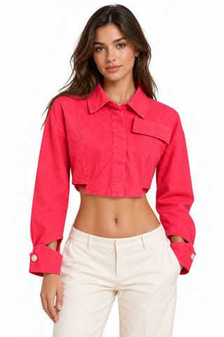 BEULAH London Coral Cutout Cropped Jacket Size- Small