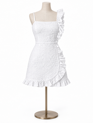 Lilly Pulitzer White Textured Ruffle Mini Dress – Size 4