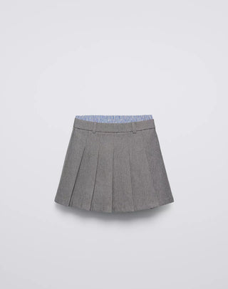 Gray pleated skirt on a light gray background