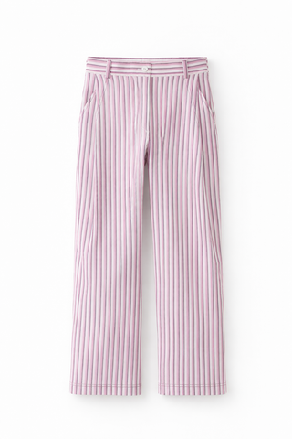 Kids Zara Lavender Pinstripe Wide-Leg Cropped Trousers