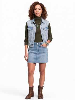 Light Wash Denim Trucker Vest