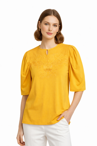 Mustard Embroidered Blouse - Small