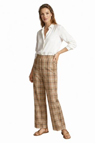 Plaid Wide-Leg Pants - Loft - Size 4