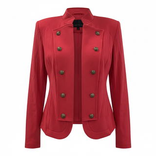 Red jacket with gold buttons on a white background