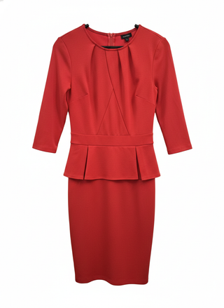 Red peplum dress on a white background