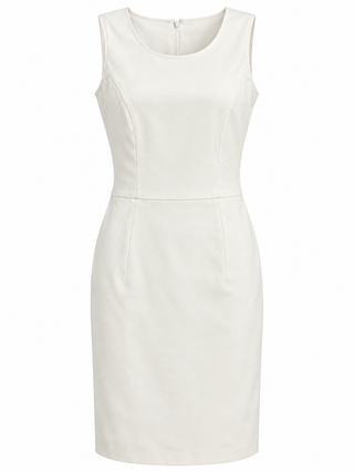 Theory Ivory Structured Scoop-Neck Sheath Dress