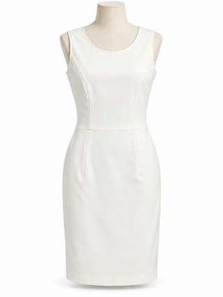Theory Ivory Structured Scoop-Neck Sheath Dress