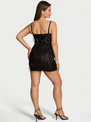 Victoria's Secret Black Sequin Fringe Mini Dress - Susan Stipcianos Victoria's Secret Black Sequin Fringe Mini Dress - Susan Stipcianos