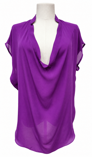 Violet Cowl-Neck Oversized Chiffon Blouse
