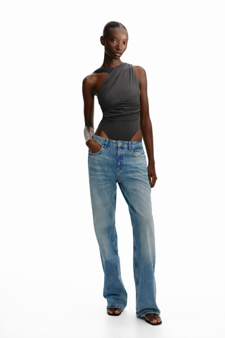 Zara Gray Asymmetric Sleeveless Top - Medium