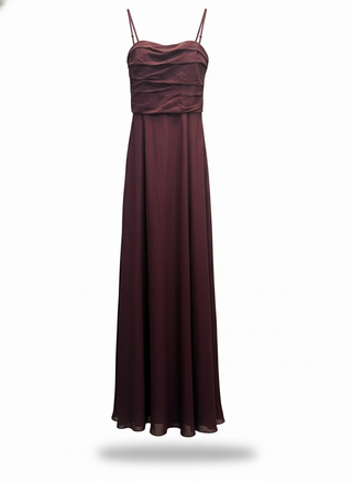 Maroon evening gown on a white background